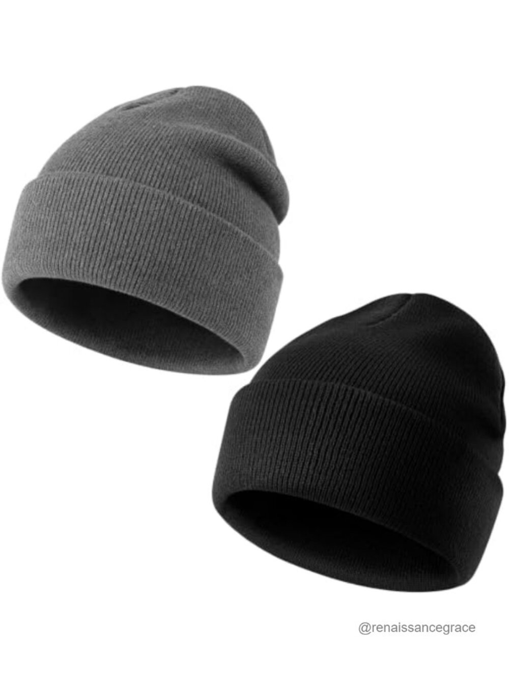 Unisex Cuffed Beanie Hat Winter Skull Cap Acrylic 2 Pack